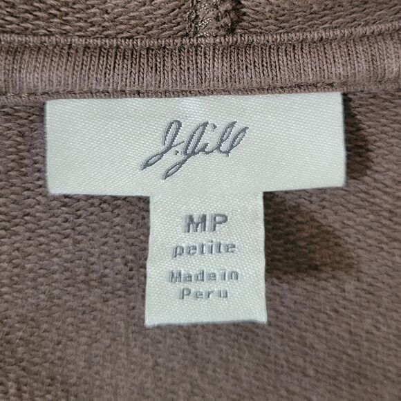 J.Jill Brown V-neck Long Sleeve Hooded Pullover Top - Picture 2 of 12